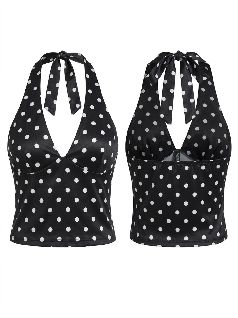 Women’s Black Polka Dot Halter Top